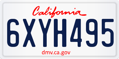 CA license plate 6XYH495
