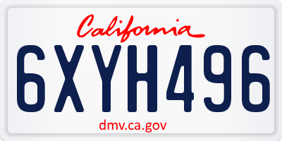 CA license plate 6XYH496