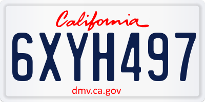 CA license plate 6XYH497