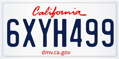 CA license plate 6XYH499