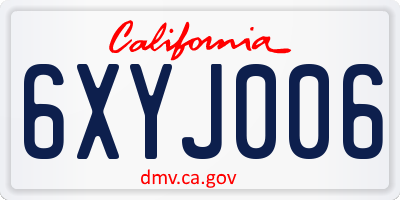 CA license plate 6XYJ006