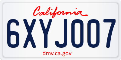 CA license plate 6XYJ007