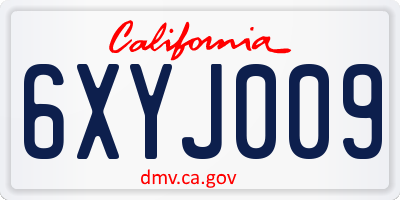 CA license plate 6XYJ009