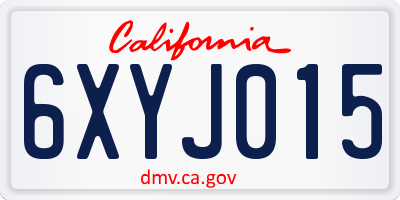 CA license plate 6XYJ015