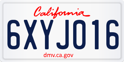 CA license plate 6XYJ016