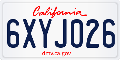 CA license plate 6XYJ026