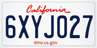 CA license plate 6XYJ027