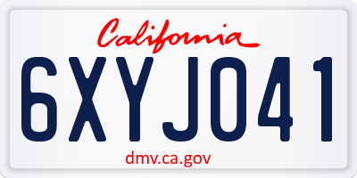 CA license plate 6XYJ041