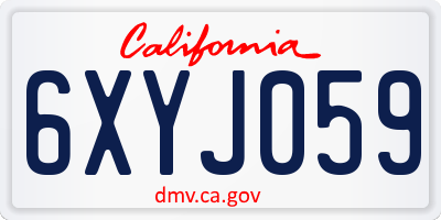 CA license plate 6XYJ059