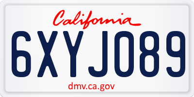 CA license plate 6XYJ089