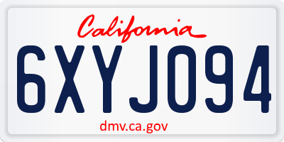 CA license plate 6XYJ094