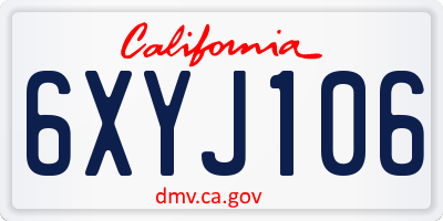 CA license plate 6XYJ106