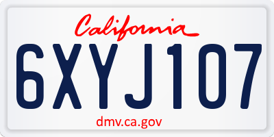 CA license plate 6XYJ107