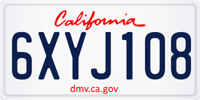 CA license plate 6XYJ108
