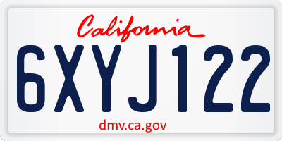 CA license plate 6XYJ122