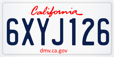 CA license plate 6XYJ126
