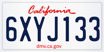 CA license plate 6XYJ133