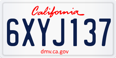 CA license plate 6XYJ137