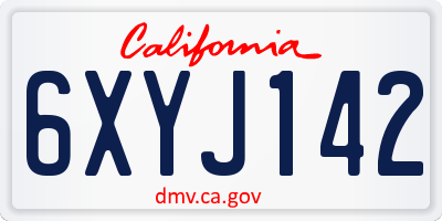 CA license plate 6XYJ142