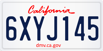 CA license plate 6XYJ145