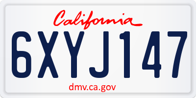 CA license plate 6XYJ147