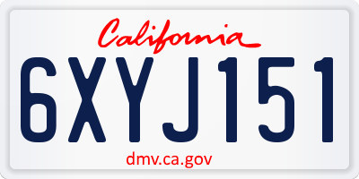 CA license plate 6XYJ151