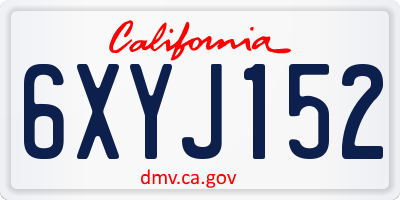 CA license plate 6XYJ152