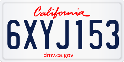 CA license plate 6XYJ153