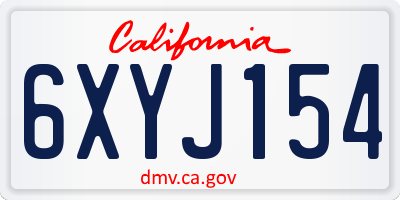 CA license plate 6XYJ154