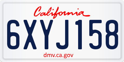 CA license plate 6XYJ158