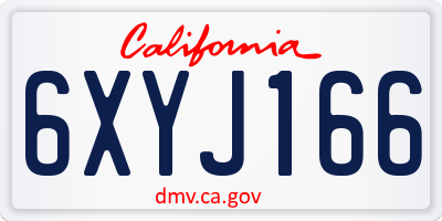 CA license plate 6XYJ166