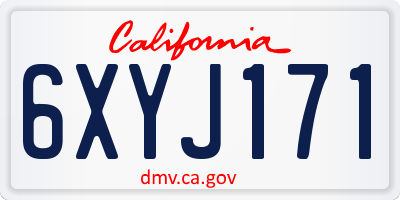 CA license plate 6XYJ171