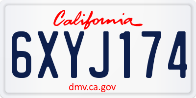 CA license plate 6XYJ174