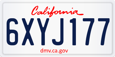 CA license plate 6XYJ177