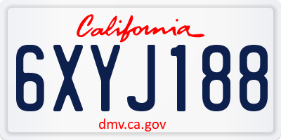 CA license plate 6XYJ188