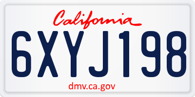 CA license plate 6XYJ198