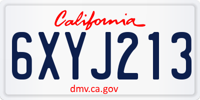 CA license plate 6XYJ213