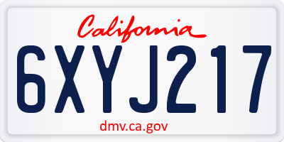 CA license plate 6XYJ217