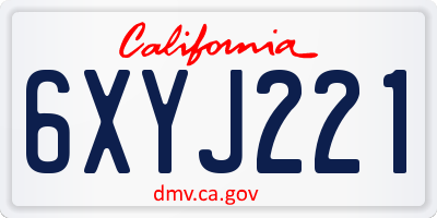 CA license plate 6XYJ221