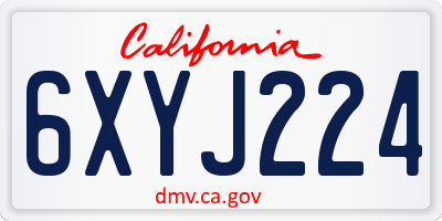 CA license plate 6XYJ224