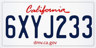 CA license plate 6XYJ233
