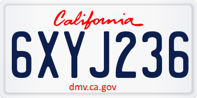 CA license plate 6XYJ236