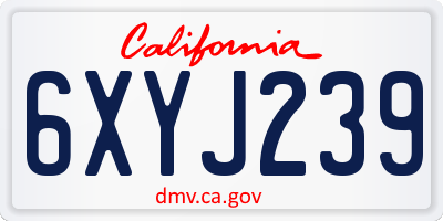 CA license plate 6XYJ239