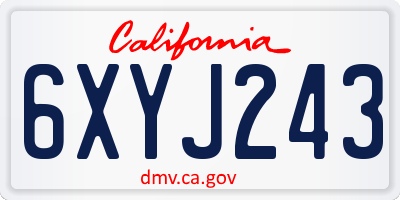 CA license plate 6XYJ243