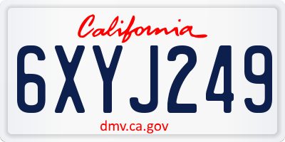 CA license plate 6XYJ249