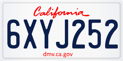 CA license plate 6XYJ252