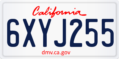 CA license plate 6XYJ255