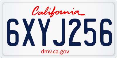 CA license plate 6XYJ256