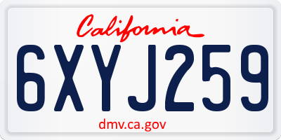 CA license plate 6XYJ259