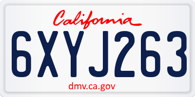 CA license plate 6XYJ263